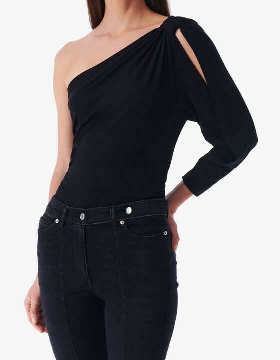 CUT-OUT ASYMMETRICAL JERSEY TOP