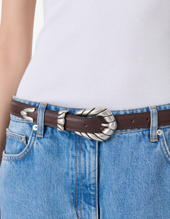 LEATHER BABY BELT WITH SCULPTED BUCKLE