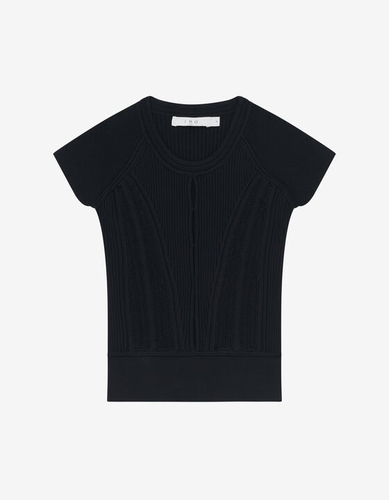 ROUND NECK CUT-OUT SWEATER