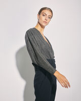 BANJO METALLIC KNIT V NECK TOP image number null