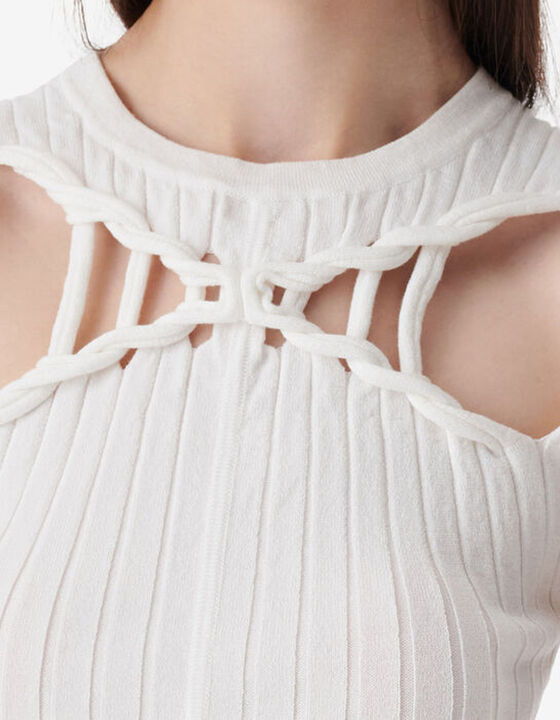 RIBBED ROUND-NECK TOP