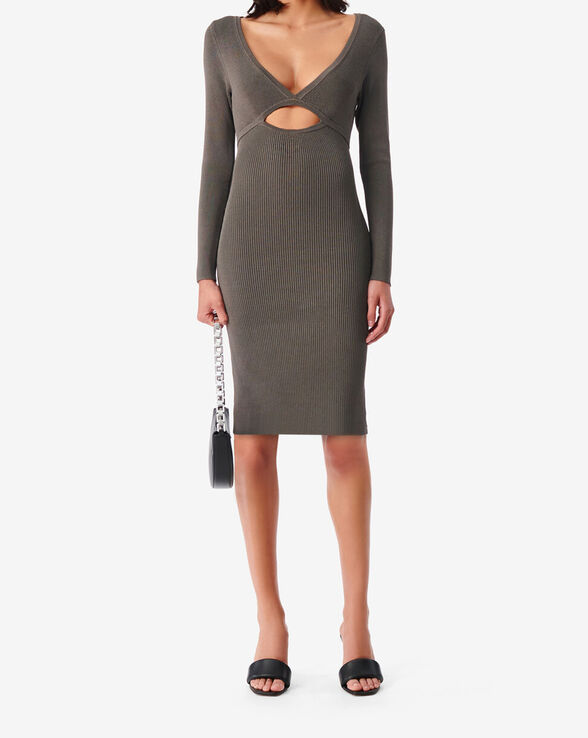 ROBE MIDI CÔTELÉE COL V EUGENIA