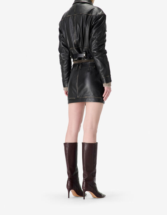 BELTED LEATHER JACKET