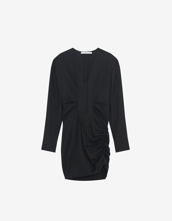 V-NECK COTTON POPLIN DRESS