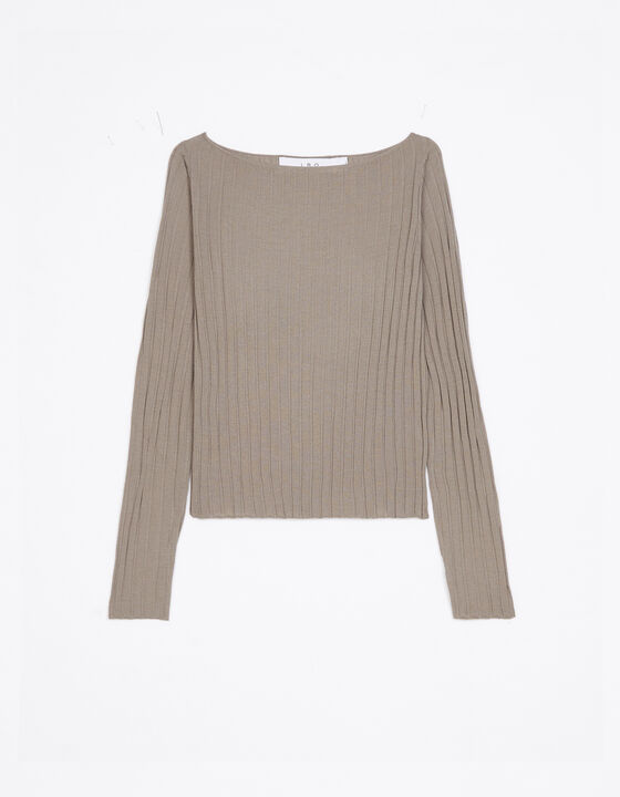 RIBBED BOAT NECK SWEATER