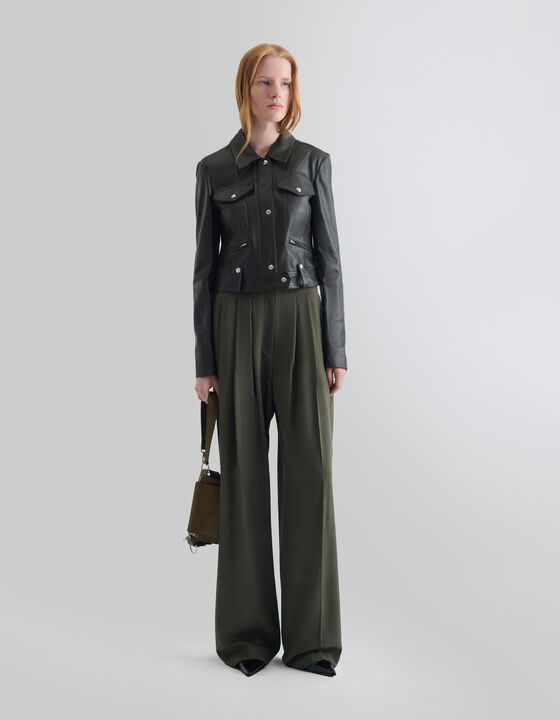 WIDE-LEG PLEATED PANTS