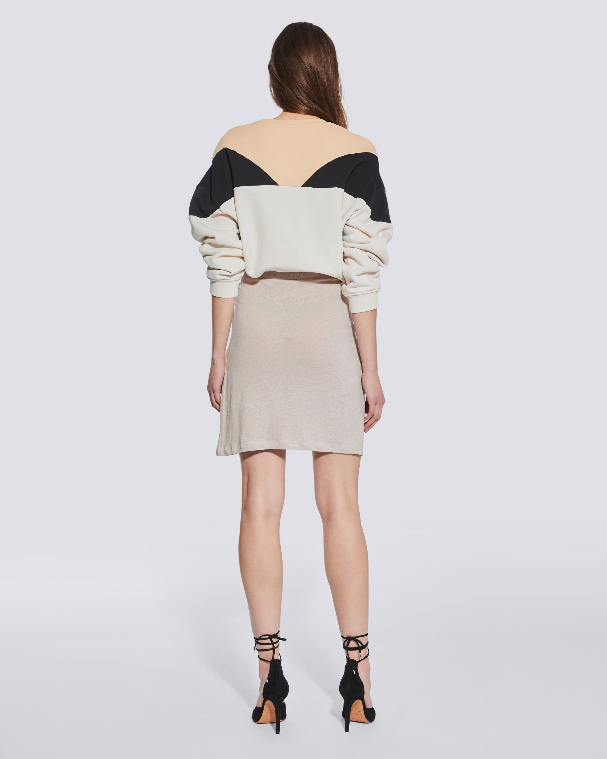 Beige linen mini skirt Clearance