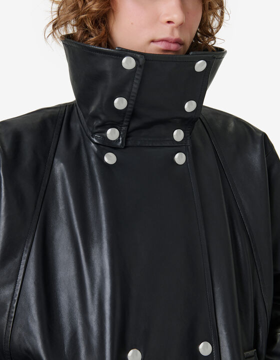 SHORT LEATHER TRENCH COAT