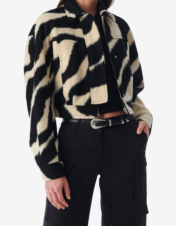 ZEBRA PATTERNED CROPPED JACKET