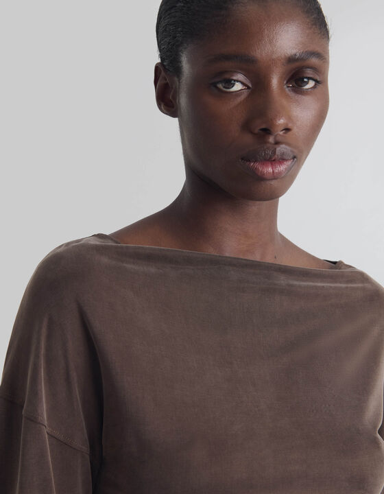 DRAPED BOAT-NECK TOP