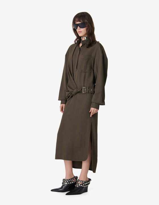 MIDI DRESS WITH A MAO COLLAR