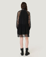 DEORRO LACE PUFF SLEEVE HIGH NECK MINI DRESS image number null