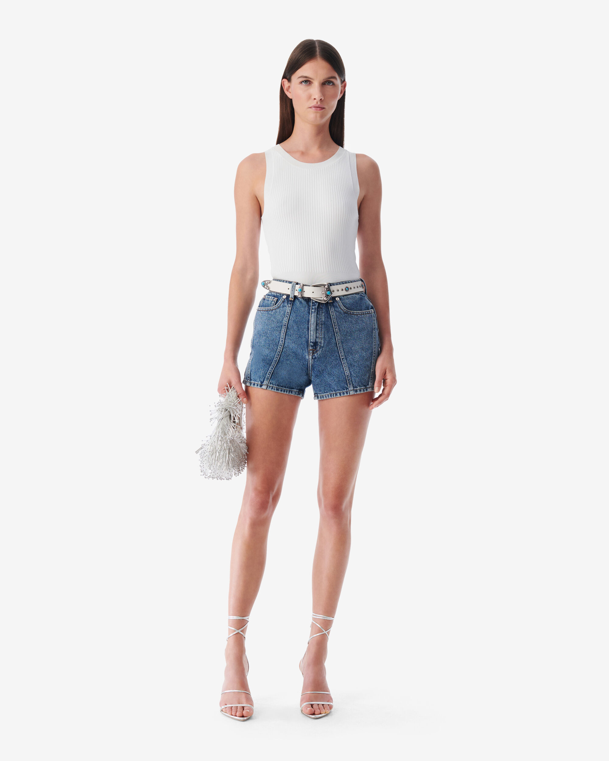 IRO high-waist belted mini shorts - Neutrals