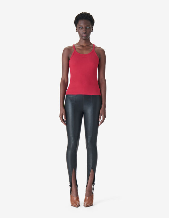 LEATHER TAPERED LEGGINGS