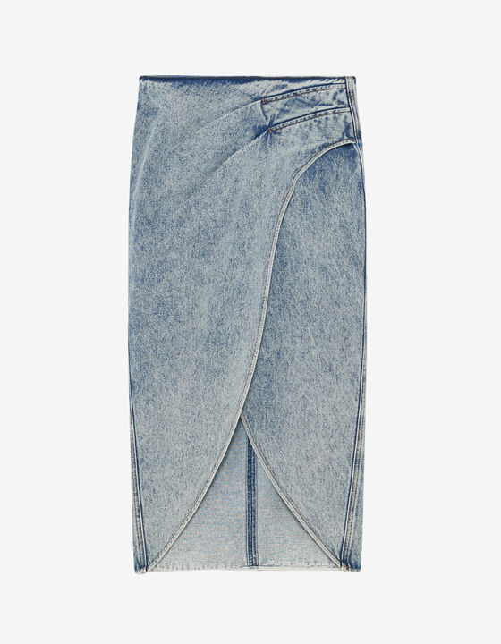 ETANA FADED DENIM MIDI SKIRT