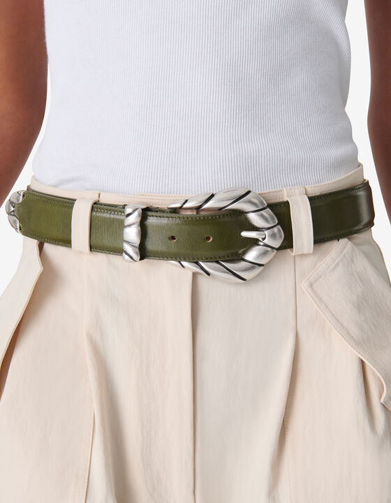 CEINTURE EN CUIR &Agrave; BOUCLE SCULPT&Eacute;E
