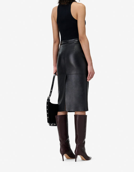 LEATHER MIDI SKIRT