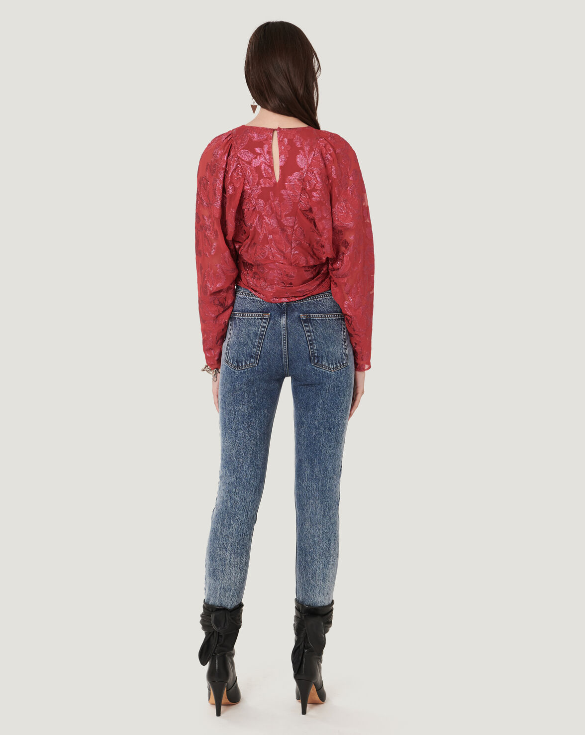MABEL SHEER METALLIC FLORAL TOP image number null