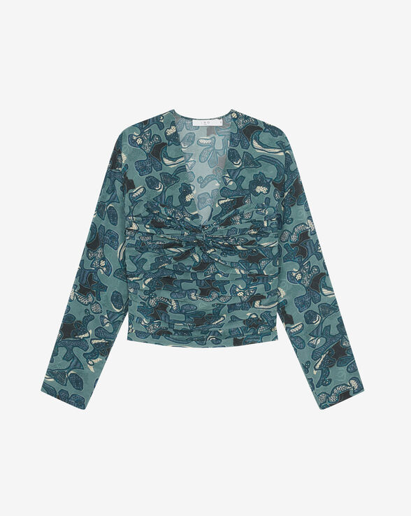 FRUITA PRINTED CROPPED V-NECK TOP