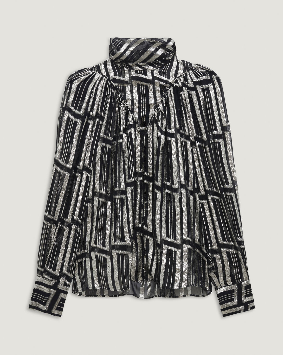CLAIRETA SHEER METALLIC PRINTED TOP image number null
