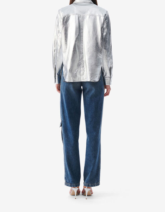 SILVER LEATHER OVERSHIRT