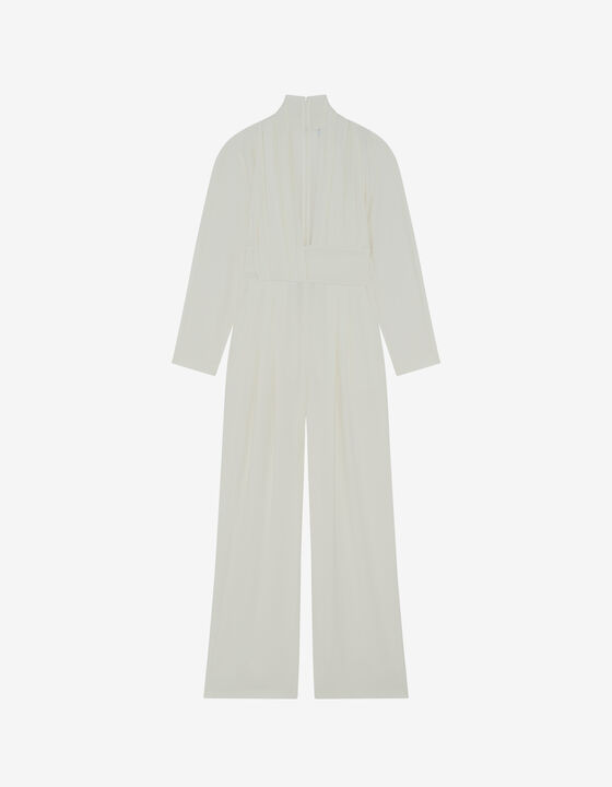 BELTED V-NECK JUMPSUIT