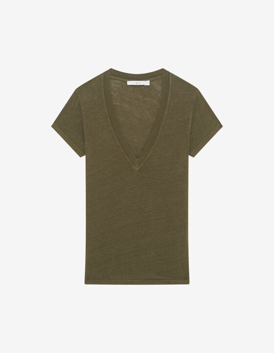 T-SHIRT EN LIN COL V