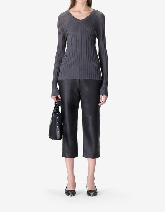 V-NECK RIBBED SWEATER
