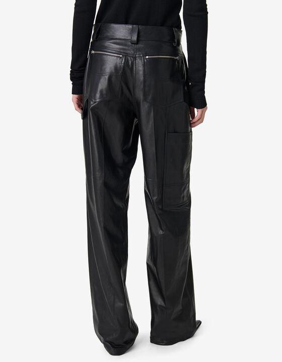 WIDE-LEG LEATHER PANTS