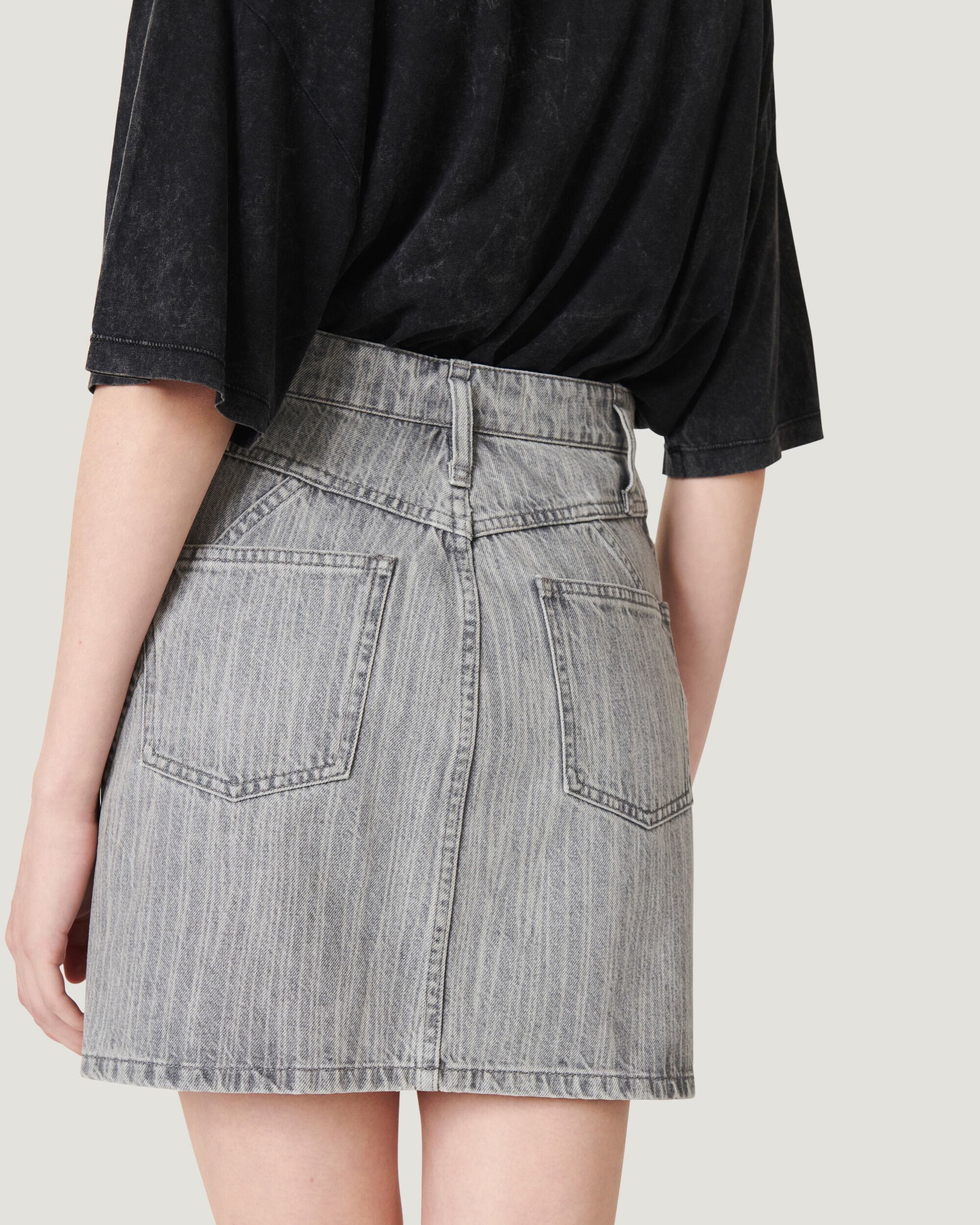 denim mini skirt zipper