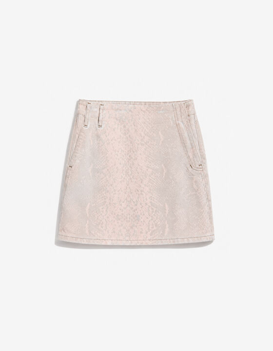 PRINTED DENIM SKIRT
