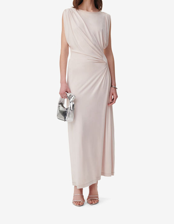 LONG GATHERED JERSEY DRESS