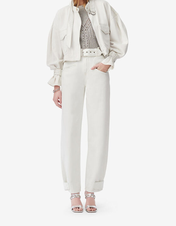 HIGH-COLLARED DENIM JACKET