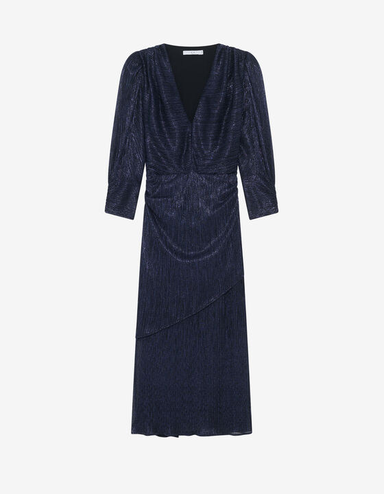 V NECK MIDI DRESS
