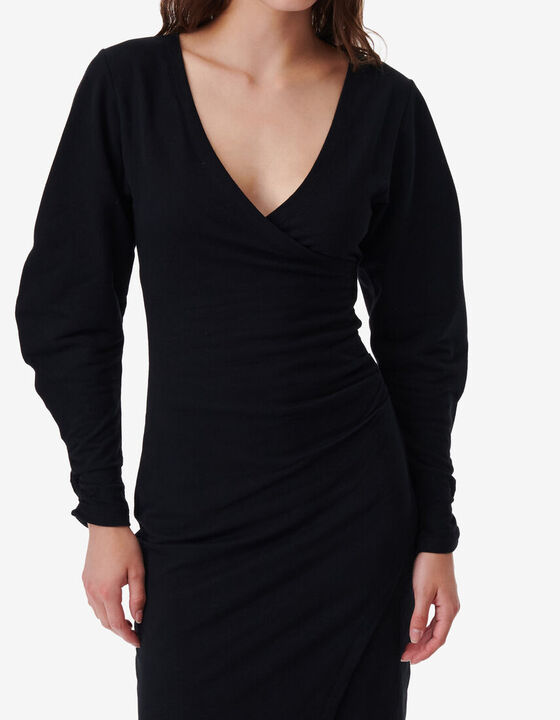 LONG SLIT V-NECK DRESS