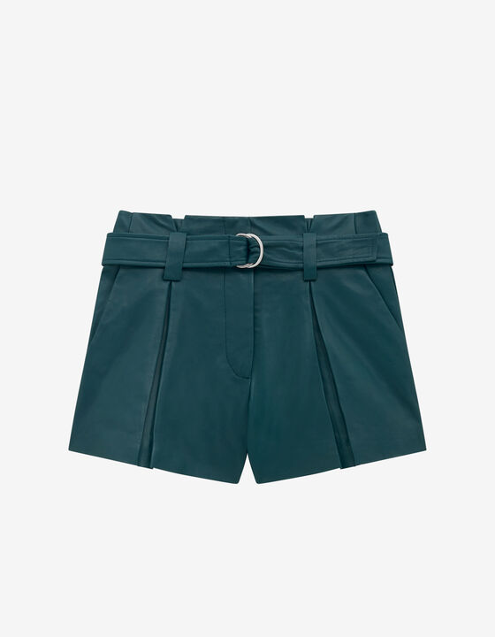 MORIN BELTED LEATHER SHORTS