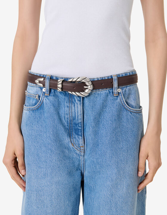 LEATHER BABY BELT WITH SCULPTED BUCKLE