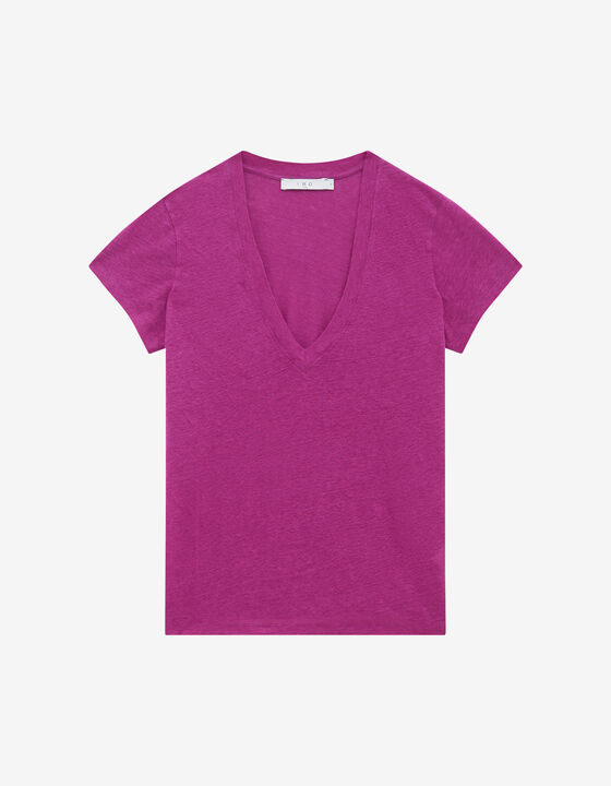 T-SHIRT EN LIN COL V