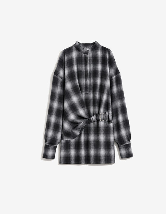 CHECKED MAO COLLAR DRESS
