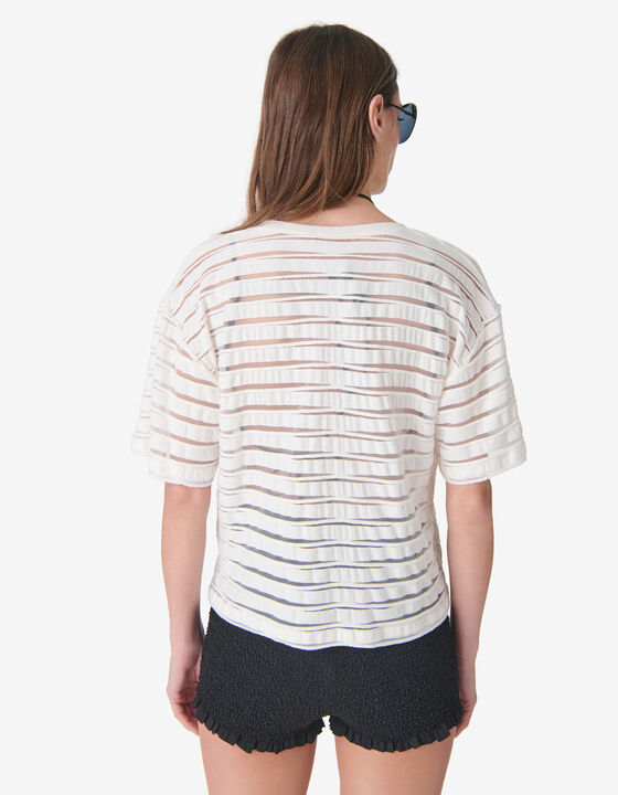T-SHIRT TEXTUR&Eacute; &Agrave; RAYURES