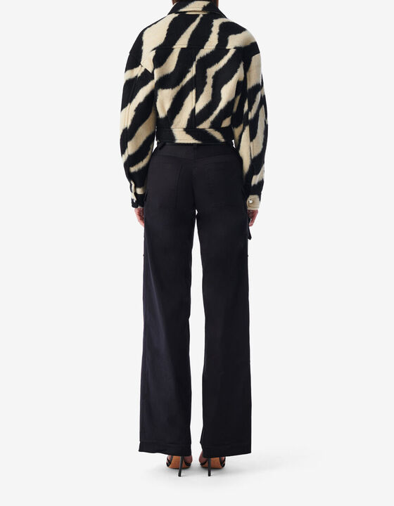 ZEBRA PATTERNED CROPPED JACKET