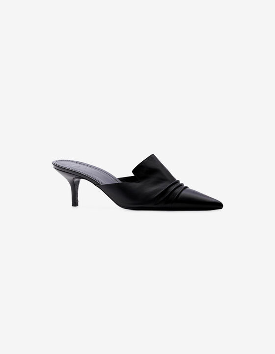 PLEATED HEELED MULES