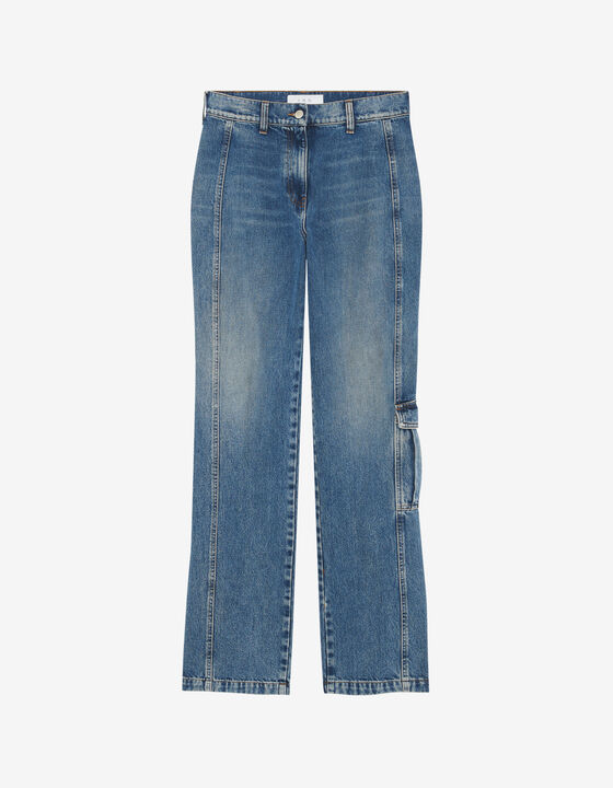 HIGH-WAISTED FADED JEANS