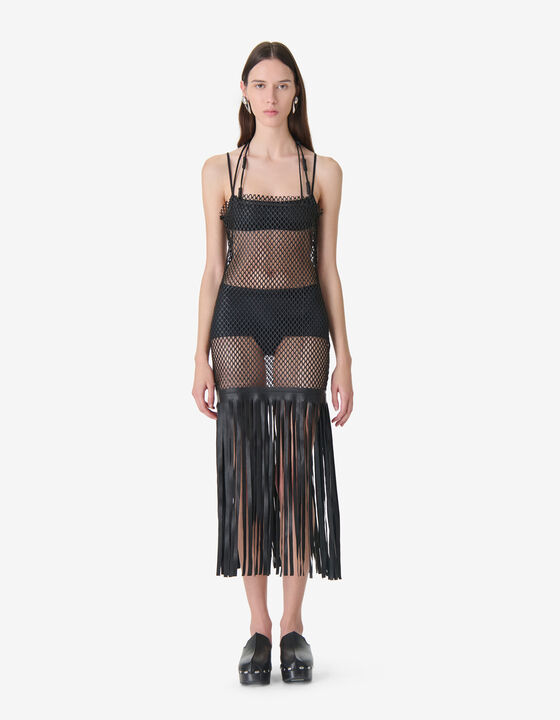 LEATHER MESH DRESS