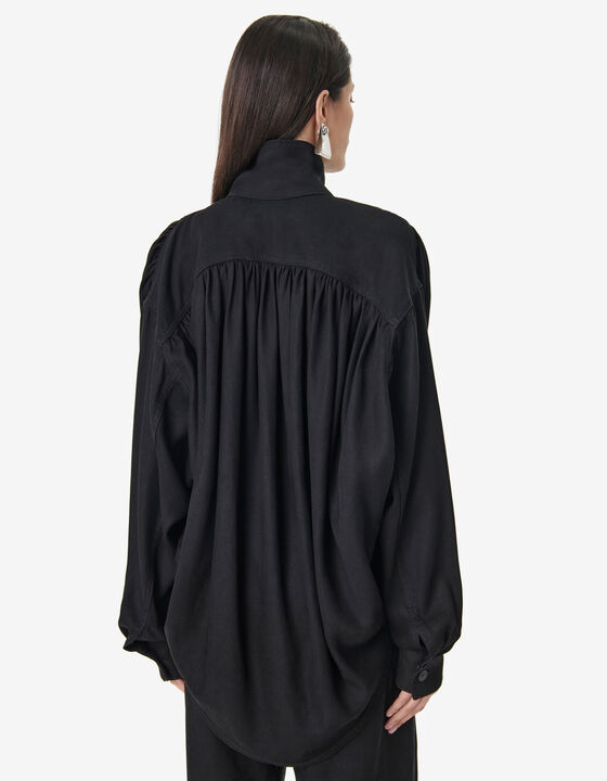 DENIM HIGH COLLAR SHIRT