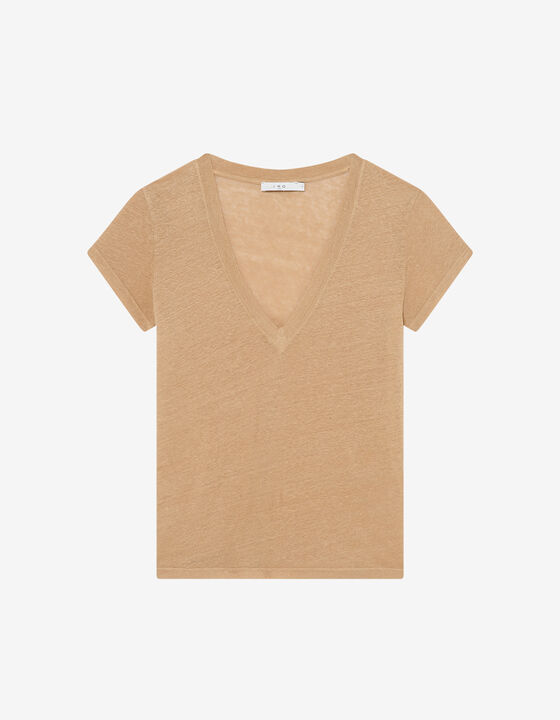 T-SHIRT EN LIN COL V