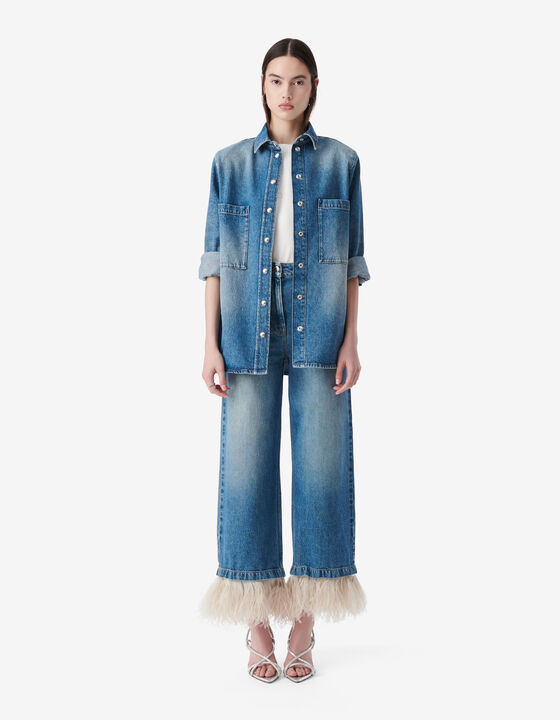 PANTALON DROIT À PLUMES