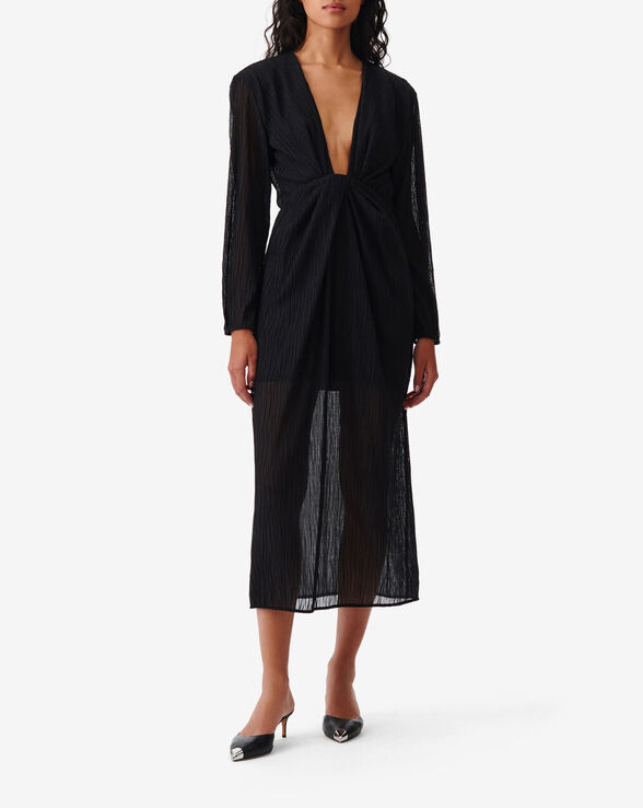 ALOFI LONG DRAPED V-NECK DRESS