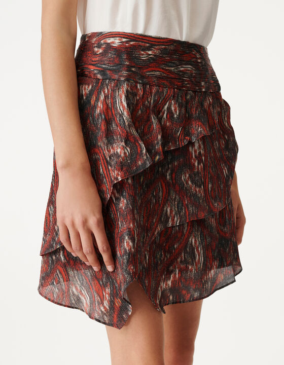RUFFLED PRINT SKIRT