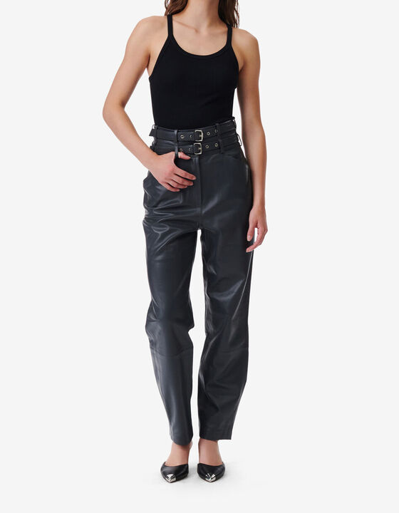 LEATHER CARROT PANTS